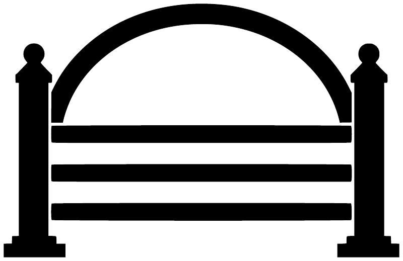 Black equestrian arena gate vinyl decal with arch and three horizontal bars