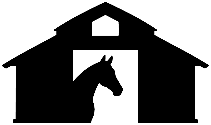 Black barn vinyl decal with horse silhouette in front window