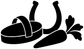 Black vinyl decal graphic of horse grooming tools on white background