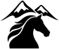 Alpine horse profile vinyl decal, black horse silhouette with mountain peaks