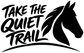 Take the Quiet Trail vinyl decal with stylized horse silhouette, black and white