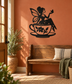 Teacup fairy vinyl decal, black silhouette of fairy in teacup with floral accents