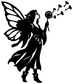 Fairy wish keeper vinyl decal, large black silhouette holding dandelion and sparkles