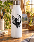 Fairy vinyl decal with crescent moon and star, black silhouette on white bottle
