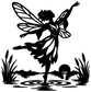 Dragonfly fairy vinyl decal silhouette, black design of winged figure over water
