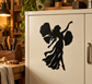 Ginkgo wing emblem vinyl decal of a black fairy with wings and ginkgo leaves