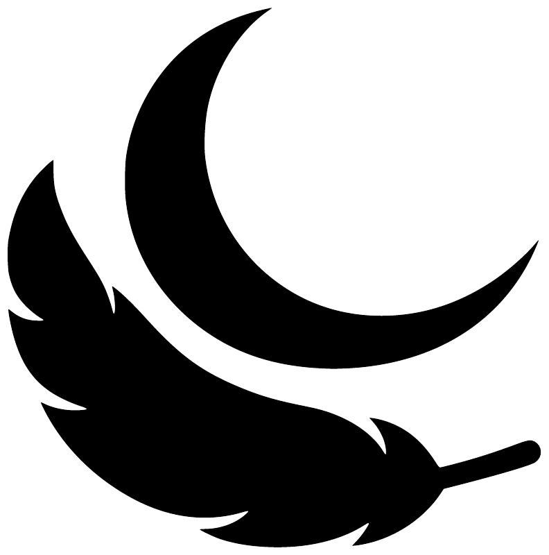 Black crescent feather vinyl decal silhouette with sweeping feather