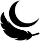 Black crescent feather vinyl decal silhouette with sweeping feather