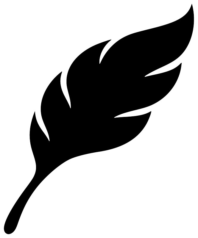 Black feather plume vinyl decal, standalone on white background