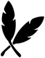 Crossed feather plume vinyl decal pair, black silhouette design