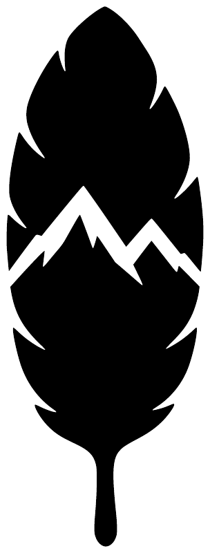 Black feather window vinyl decal with mountain peak silhouette