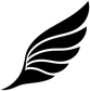 Feather wing arc vinyl decal, black feather with white outline