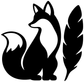 Fox and feather vinyl decal close-up: black fox graphic with feather on a white background.