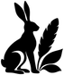 Black rabbit silhouette with feather and leaf vinyl decal