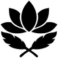 Lotus feather emblem vinyl decal, black lotus feather leaf emblem on white background