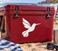 White hummingbird feather sweep vinyl decal