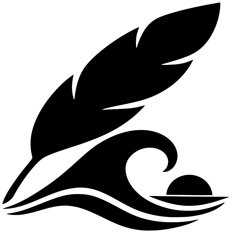Black feather and wave vinyl decal with white accent details