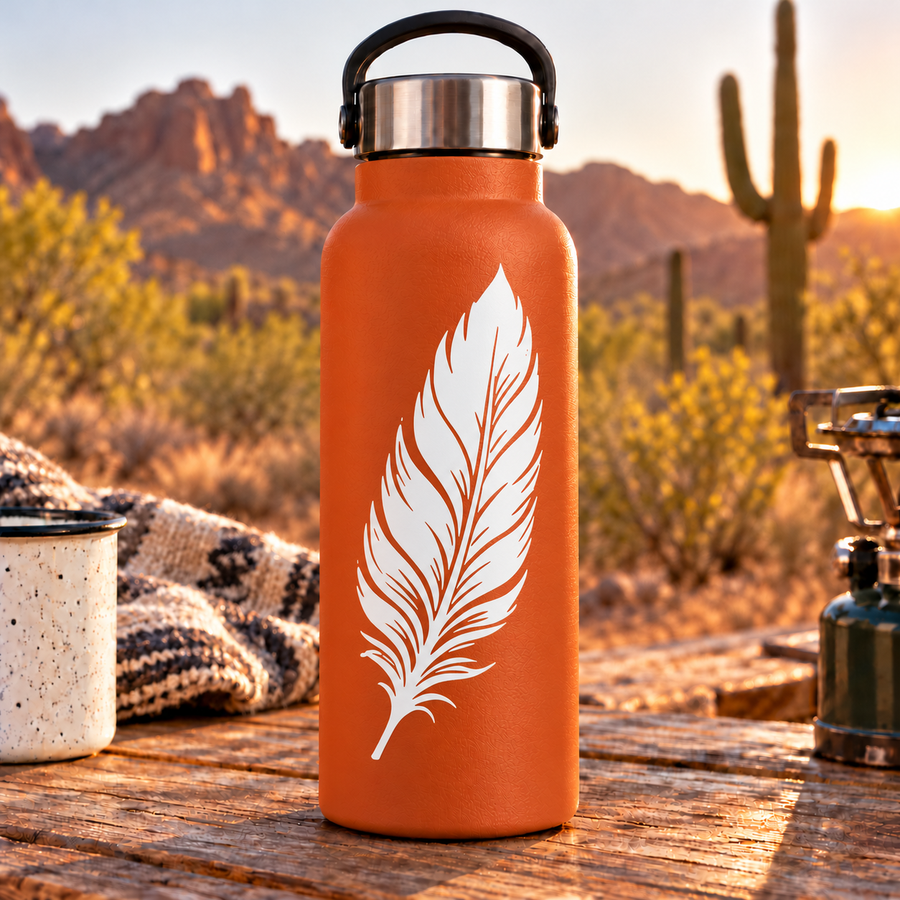 FeatherPlumeCX002 - Upright Feather with Graceful Curved Quill; illustrative application of the exact PDF artwork