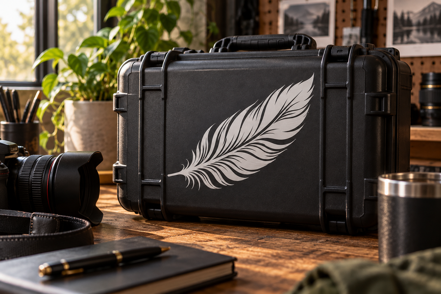 FeatherPlumeCX003 - Airy Feather Plume with Long Central Quill; illustrative application of the exact PDF artwork
