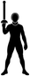 Vinyl fencing decal silhouette of a saluting fencer holding a sword in black