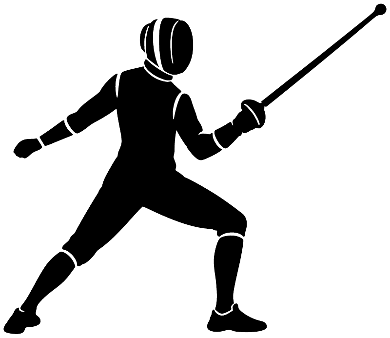Black fencing fencer silhouette vinyl decal with foil extended