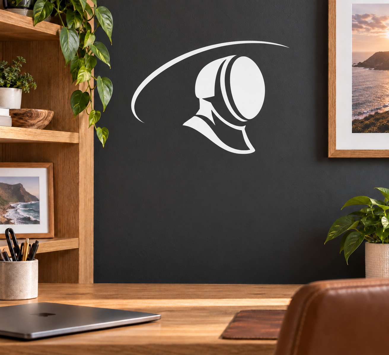 White fencing mask profile vinyl decal