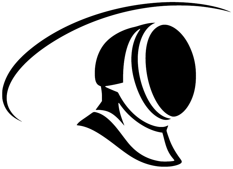 Black-and-white fencing mask profile vinyl decal