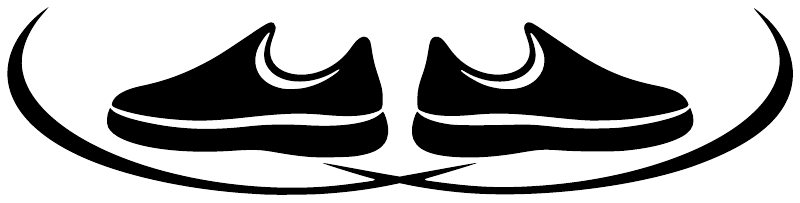 Vinyl decal showing two black-and-white fencing court shoe icons