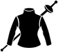 Black fencing jacket emblem vinyl decal silhouette with sword graphic