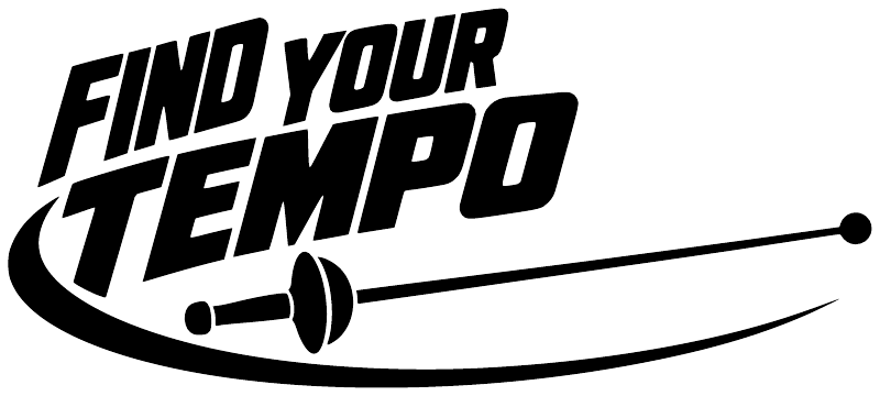 Black vinyl wall decal: “FIND YOUR TEMPO” lettering with swoosh line and dot
