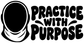 Practice With Purpose vinyl decal graphic, bold black lettering and target icon