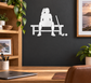 Field hockey sideline rest vinyl decal, white player silhouette with stick and bench