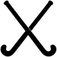 Crossed field hockey sticks vinyl decal, black