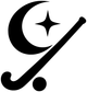 Black field hockey moonlight vinyl decal with crescent moon, star, and stick