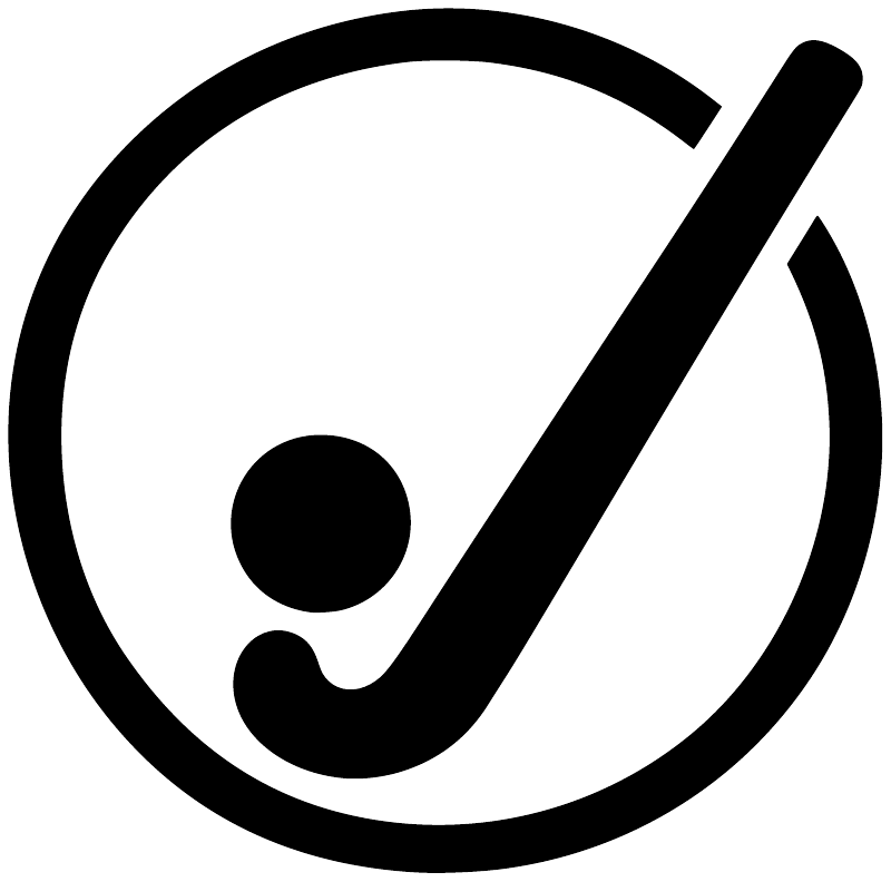 Field hockey focus ring vinyl decal, black circular symbol with check mark detail