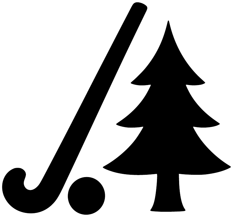 Black hockey stick and pine tree vinyl decal on white background