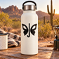 Black butterfly wings vinyl decal with central vertical stripe and stylized shape