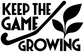 Black vinyl decal close-up with KEEP THE GAME GROWING text and leaf graphic