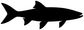 Black longfin fish vinyl decal silhouette, full-length side view