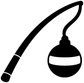 Fishing rod and bobber vinyl decal icon with black fishing pole and bobber