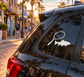 White fishing net and fish vinyl decal for car window or door