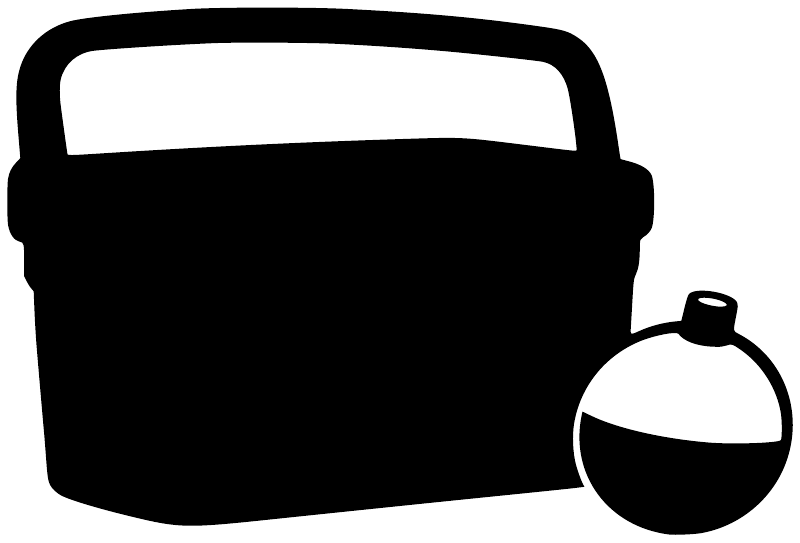 Black vinyl decal of a cooler with a small bottle icon