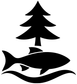 Black pine tree and fish vinyl decal graphic