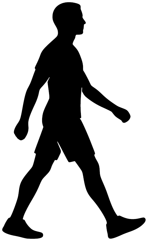 Walking forward vinyl decal silhouette of a person, black figure