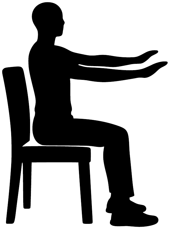 Black silhouette seated stretch fitness vinyl decal on white background