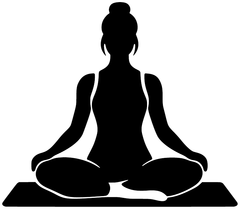 Resting breath meditation vinyl decal, black seated yoga silhouette on mat