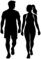 Fitness walking vinyl decal silhouettes of a man and woman