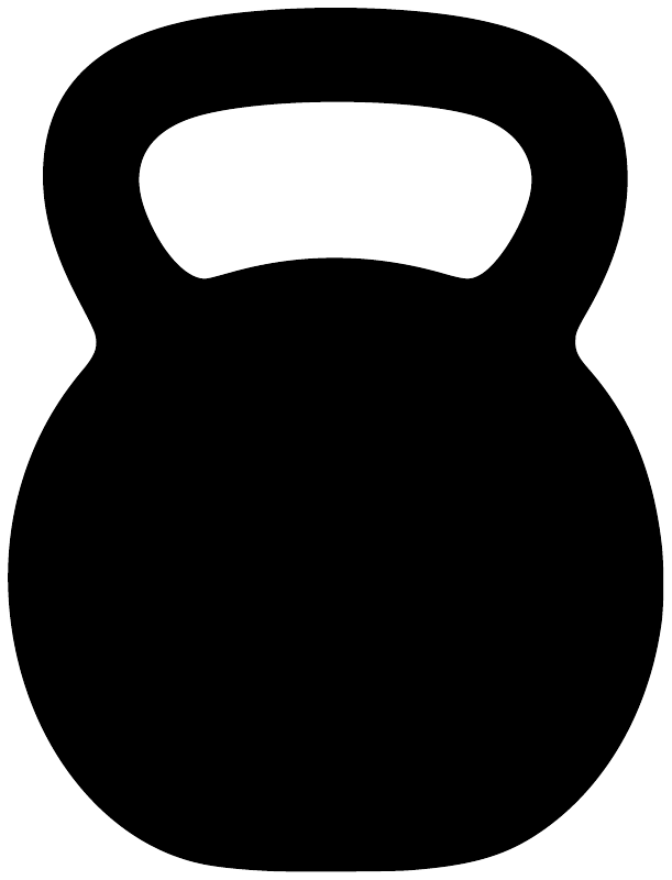 Black kettlebell-shaped vinyl decal with white center, plain background