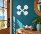 White crossed dumbbells vinyl wall decal