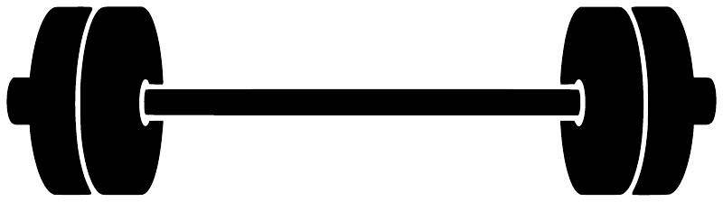 Barbell balance vinyl decal, black weight plates and gray bar on white background